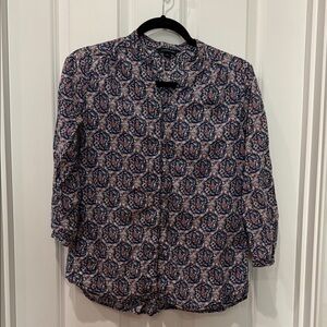 Lands’ End Patterned Button-Up Blouse